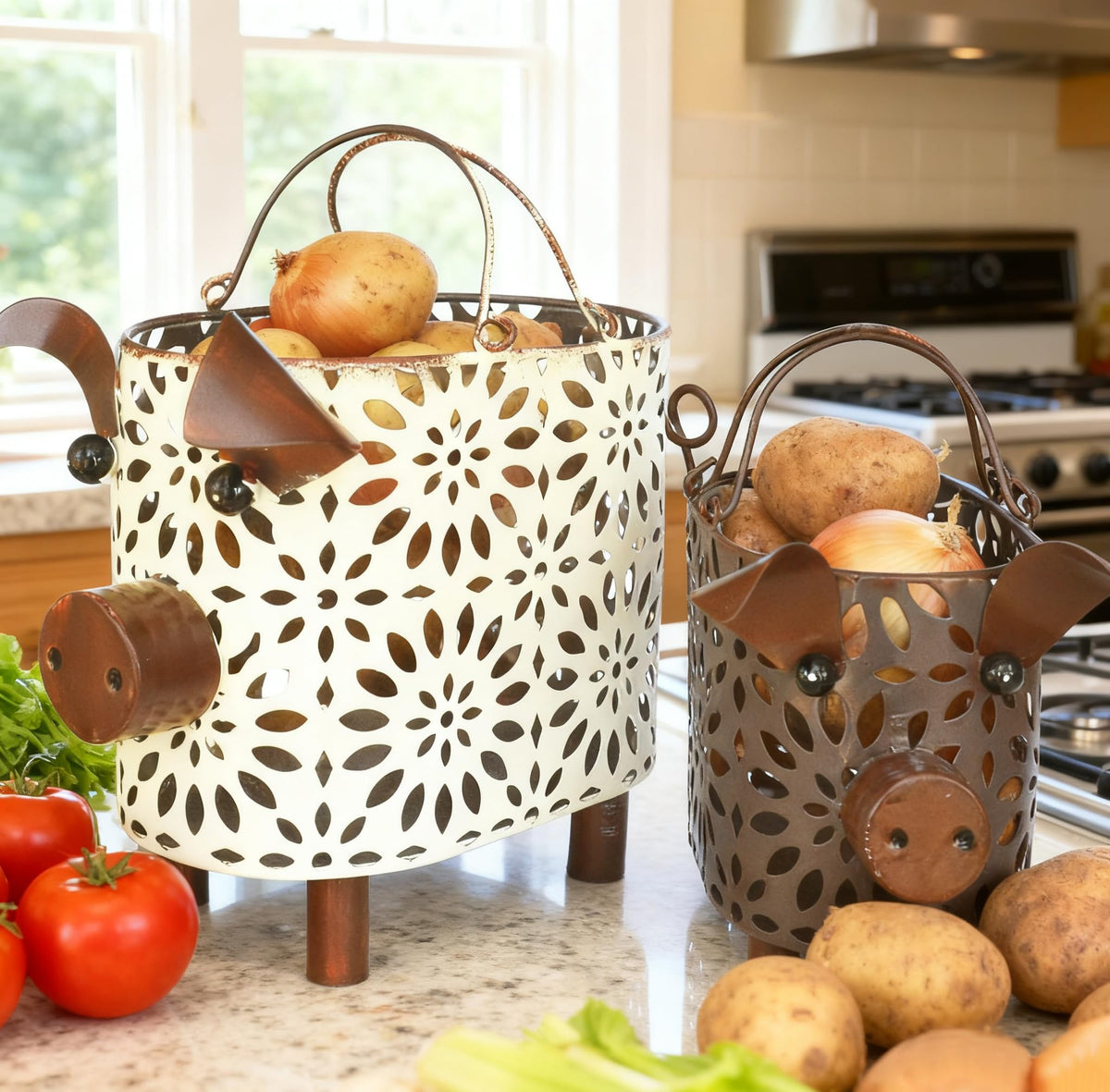 GIFTME 5 pig decor basket small handle ideal for compact storage