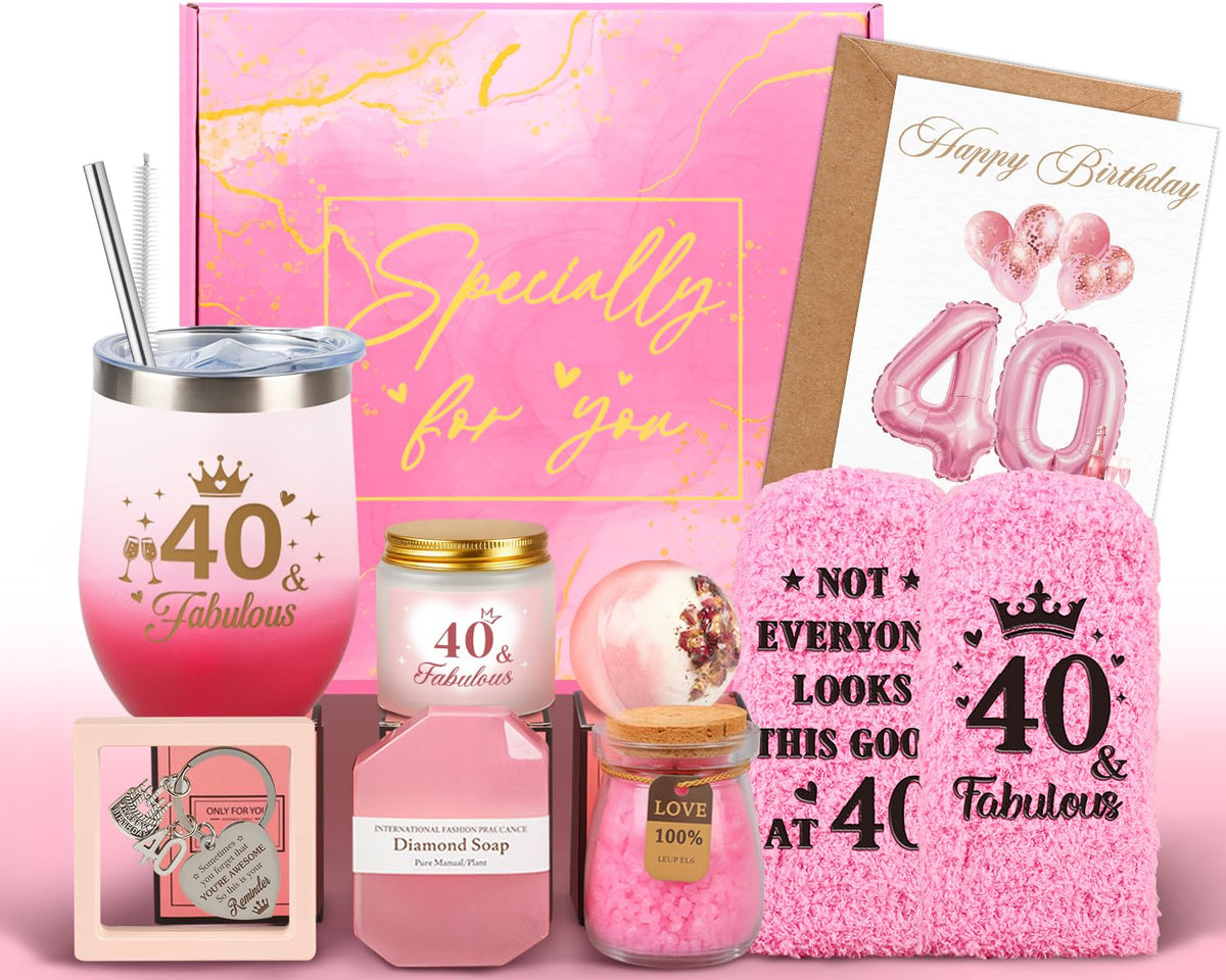 Giftota 40th birthday gift box with self-care items for celebration