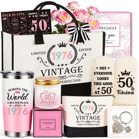 Giftota 50th birthday gift box showcases milestone celebration keepsakes.