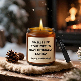 Giftota lavender candle adds calming aroma to office or lounge.