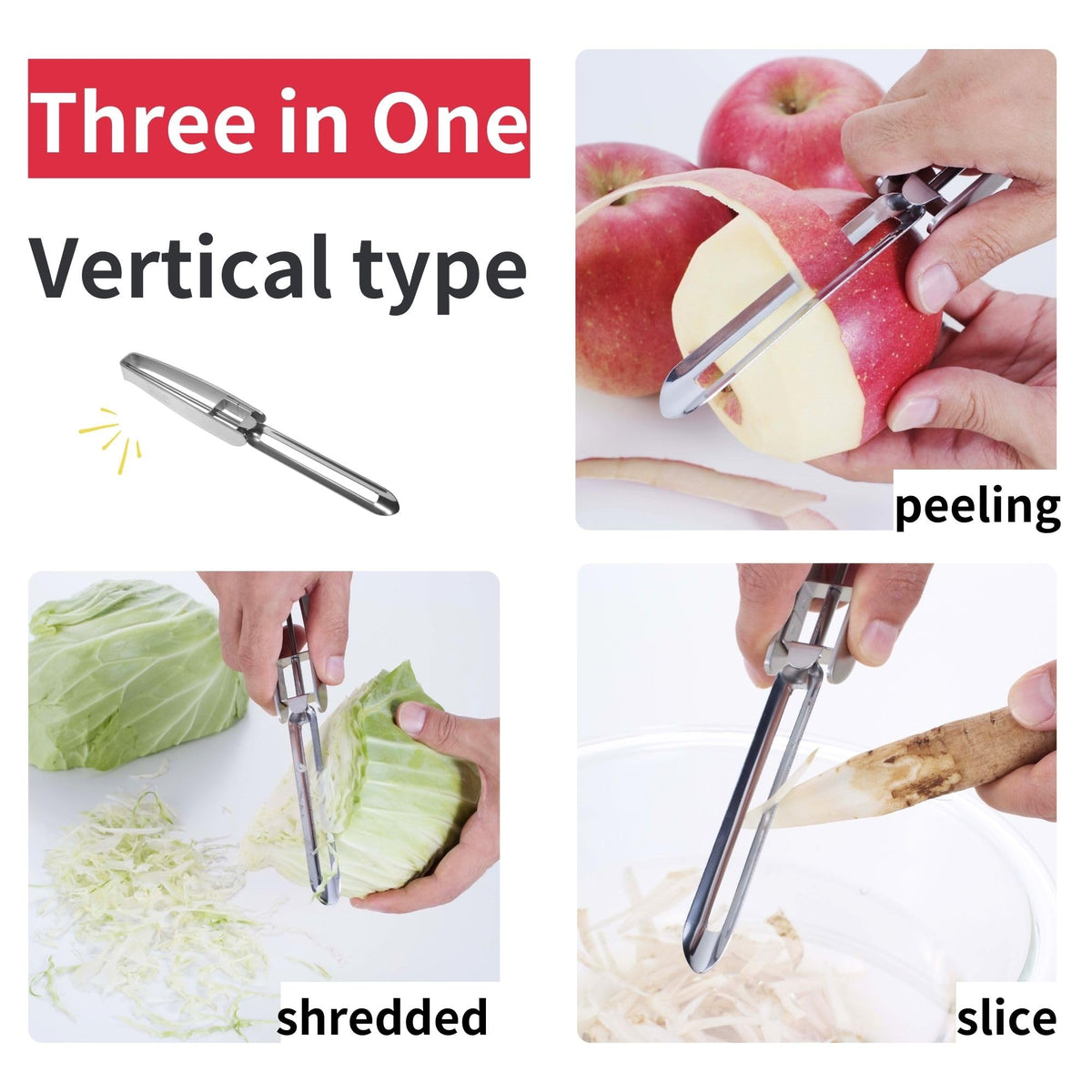 Gifu Japan peeler with safety cover protects blade and fingers.