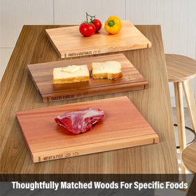 GIGASEO book style cutting board labeled Bread and Cheese with elegant presentation.