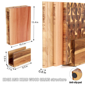 GIGASEO edge and end-grain boards show rich wood patterns for serving