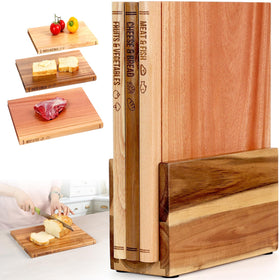 GIGASEO book style cutting board labeled Meat and Fish for organized prep.
