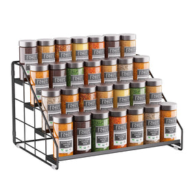 GIGIFTREE 4-tier spice rack on kitchen counter offers organized spice storage and accessibility.