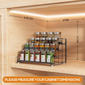 GIGIFTREE spice rack depth adjustment enables fitting various bottle sizes.