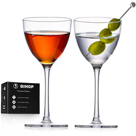 GIHOP Nick and Nora glasses, top view, ideal 5.8oz capacity for elegant cocktails.