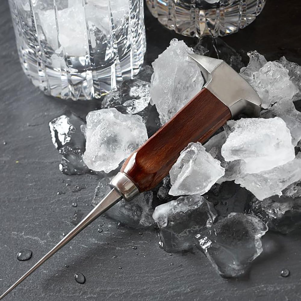 Gihunk wooden-handle ice pick offers ergonomic grip for comfortable use.