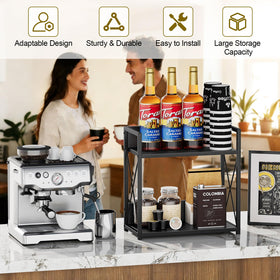 Giikin 2-tier spice rack on counter, side angle view for easy access