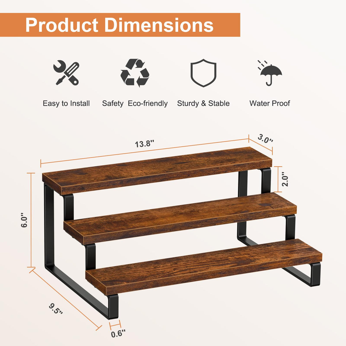 Giikin 3-tier spice rack with condiments and bottles neatly arranged