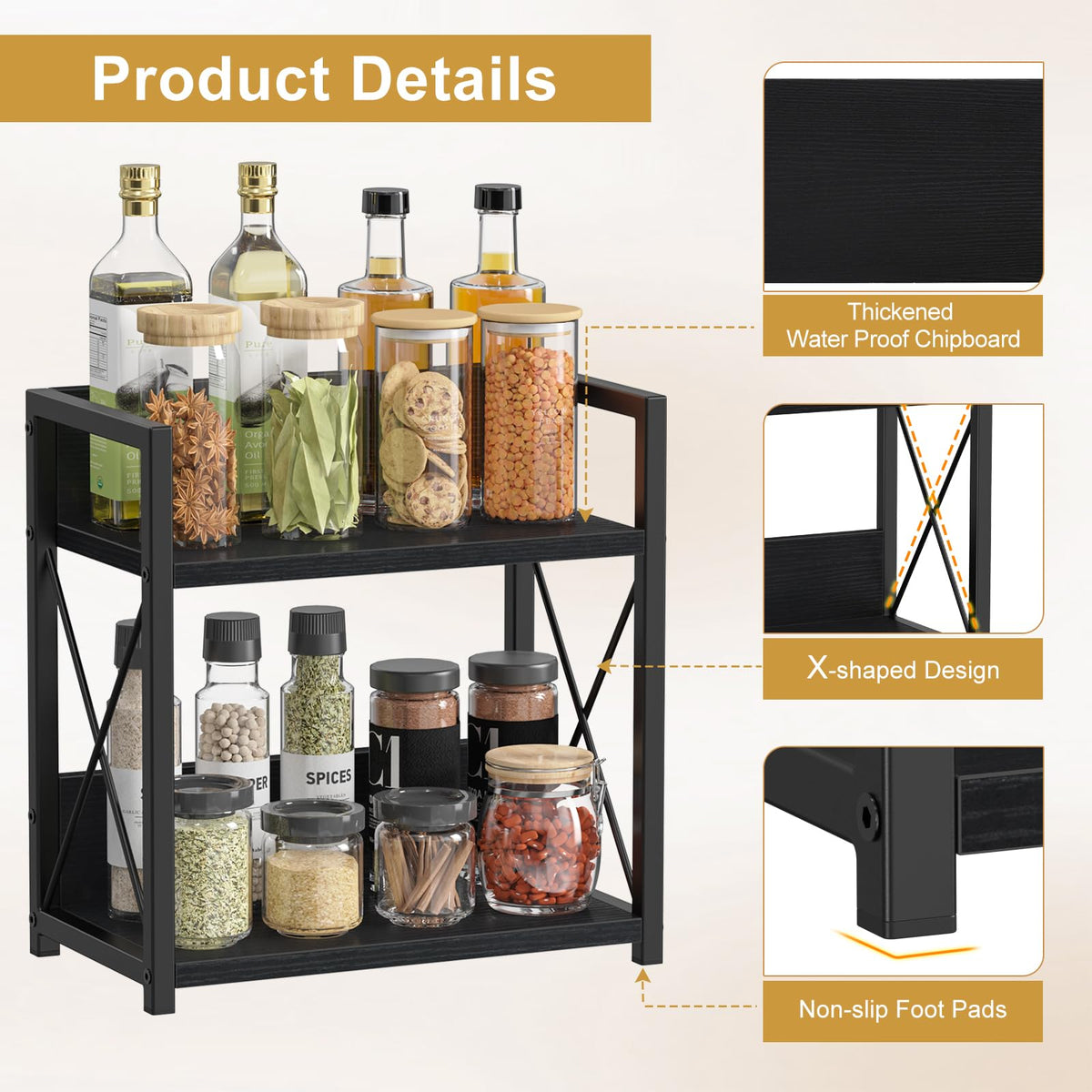 Giikin counter shelf beside coffee setup holds creamers and syrups