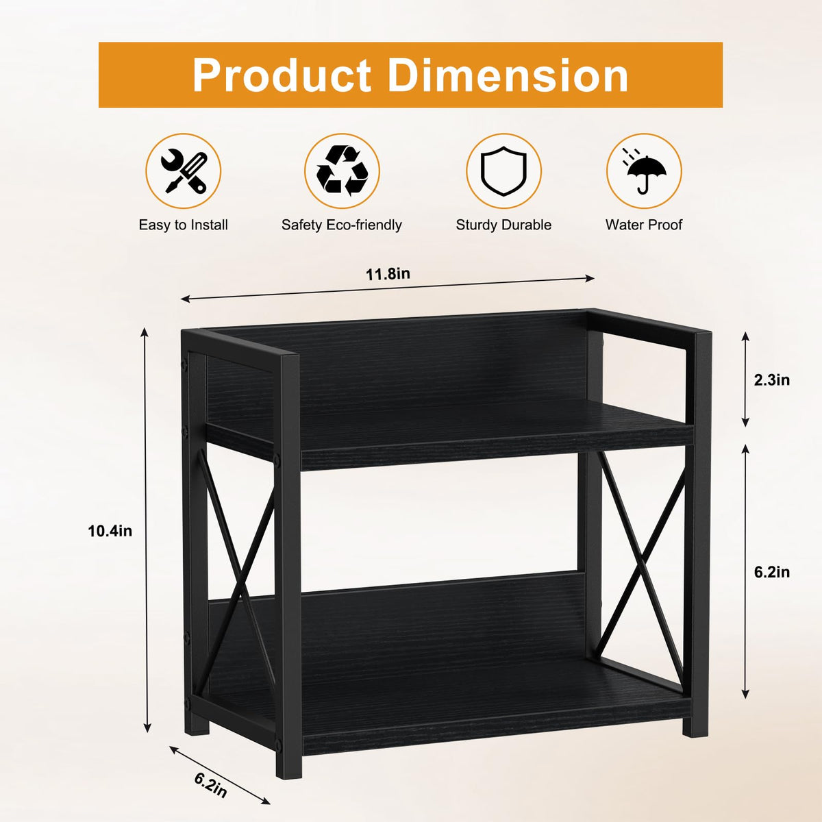 Giikin durable black frame countertop organizer offers sturdy storage