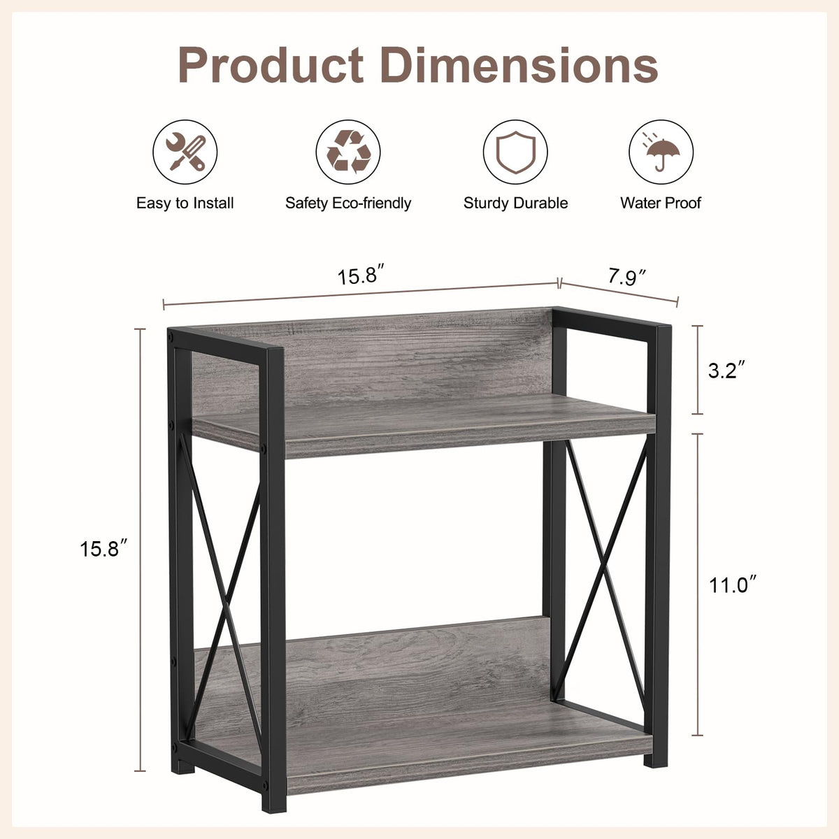 Giikin countertop organizer gray frame to maximize kitchen storage.