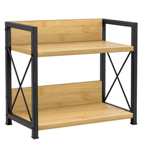 Giikin countertop organizer with two-tier bamboo shelves for tidy spice storage.