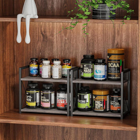 Giikin 2-tier shelf organizer with metal frame detail for durability.