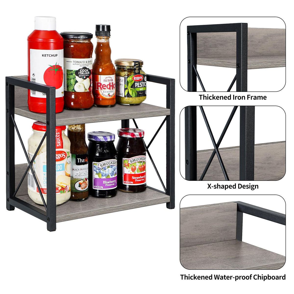 Giikin 2-tier rack with silent base protects delicate countertops.
