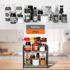 Giikin versatile organizer for jam jars, sugar, creamer, and tea cups.