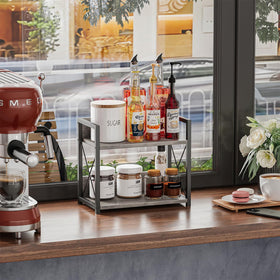 Giikin counter shelf with waterproof wooden surface: easy to wipe clean.