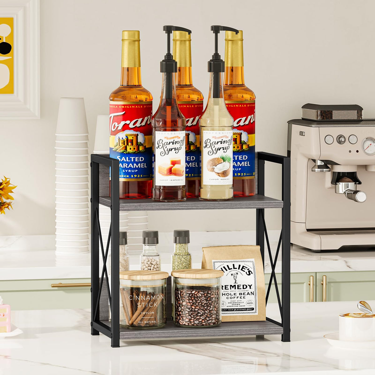Giikin desk or pantry organizer keeps bottles neatly stacked and accessible.