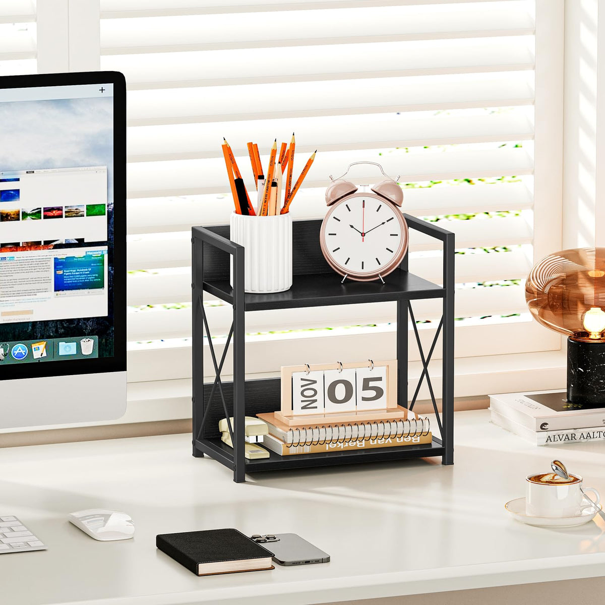 Giikin two-tier organizer cleans easily with a damp cloth