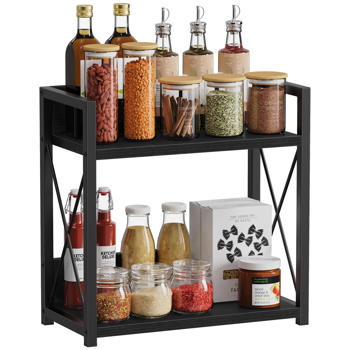 Giikin kitchen countertop organizer top view with two tiers for spices and more