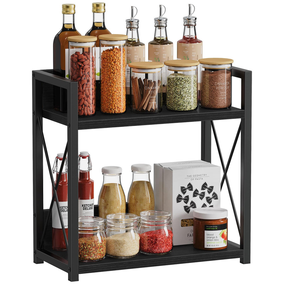Giikin kitchen countertop organizer top view with two tiers for spices and more