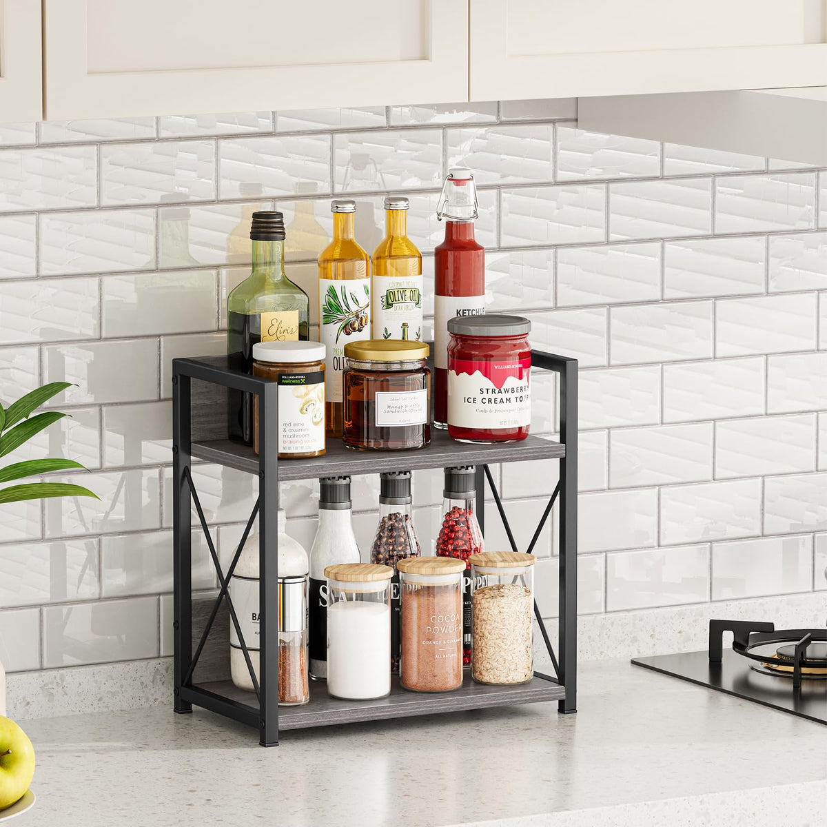 Giikin kitchen shelf organizer features sturdy metal frame for durable daily use.