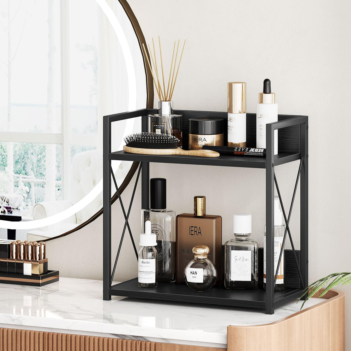 Giikin large storage space helps group mugs, jars, and sundries neatly