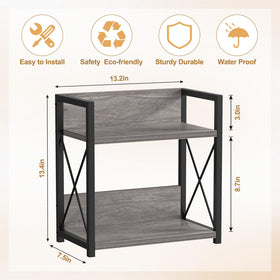 Giikin two-tier shelf with non-slip feet protects counters during use.