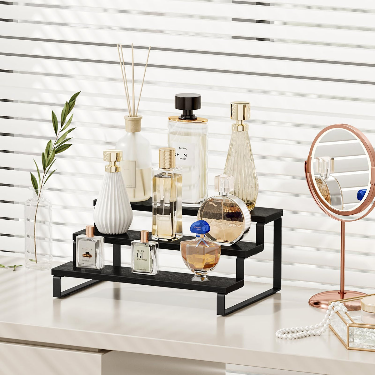 Giikin spice rack fits inside a cabinet, keeping spices neatly organized.