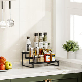 Giikin spice rack tiered display enables easy access during cooking.