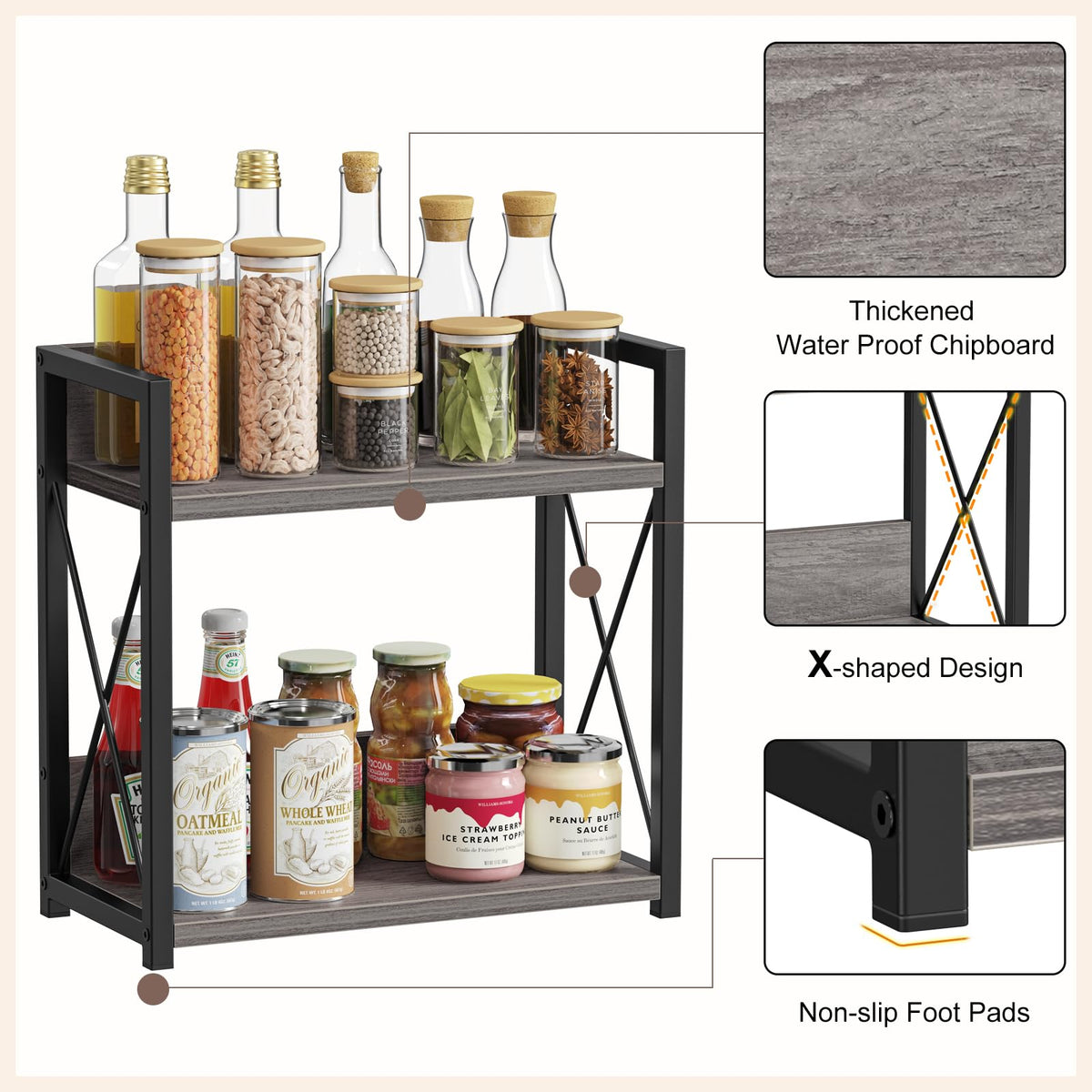 Giikin rack features four non-slip feet protecting countertops during use.