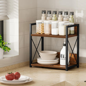 Giikin shelf with vintage finish complements rustic and modern kitchens.
