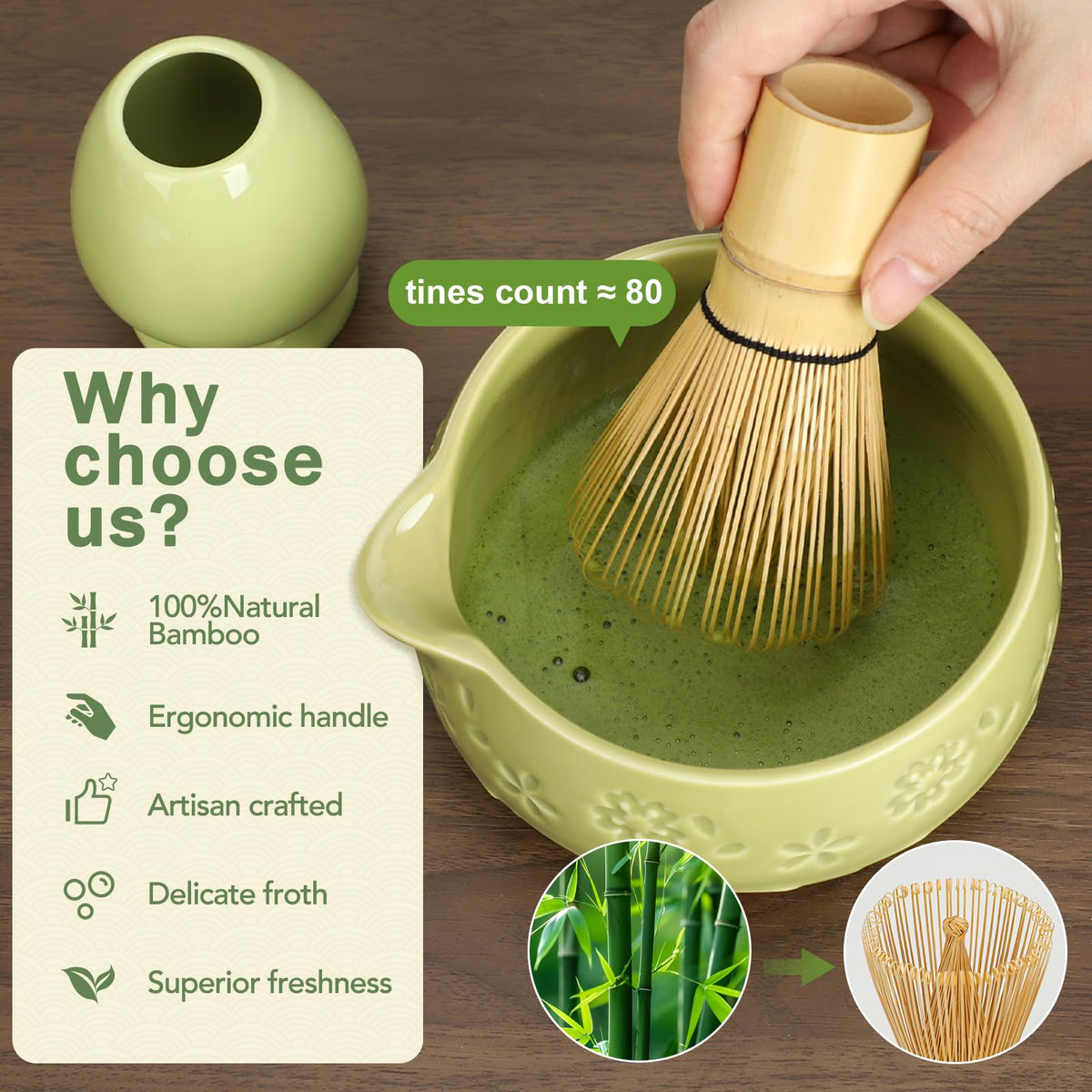 Giiouni bamboo tea scoop for precise measurement