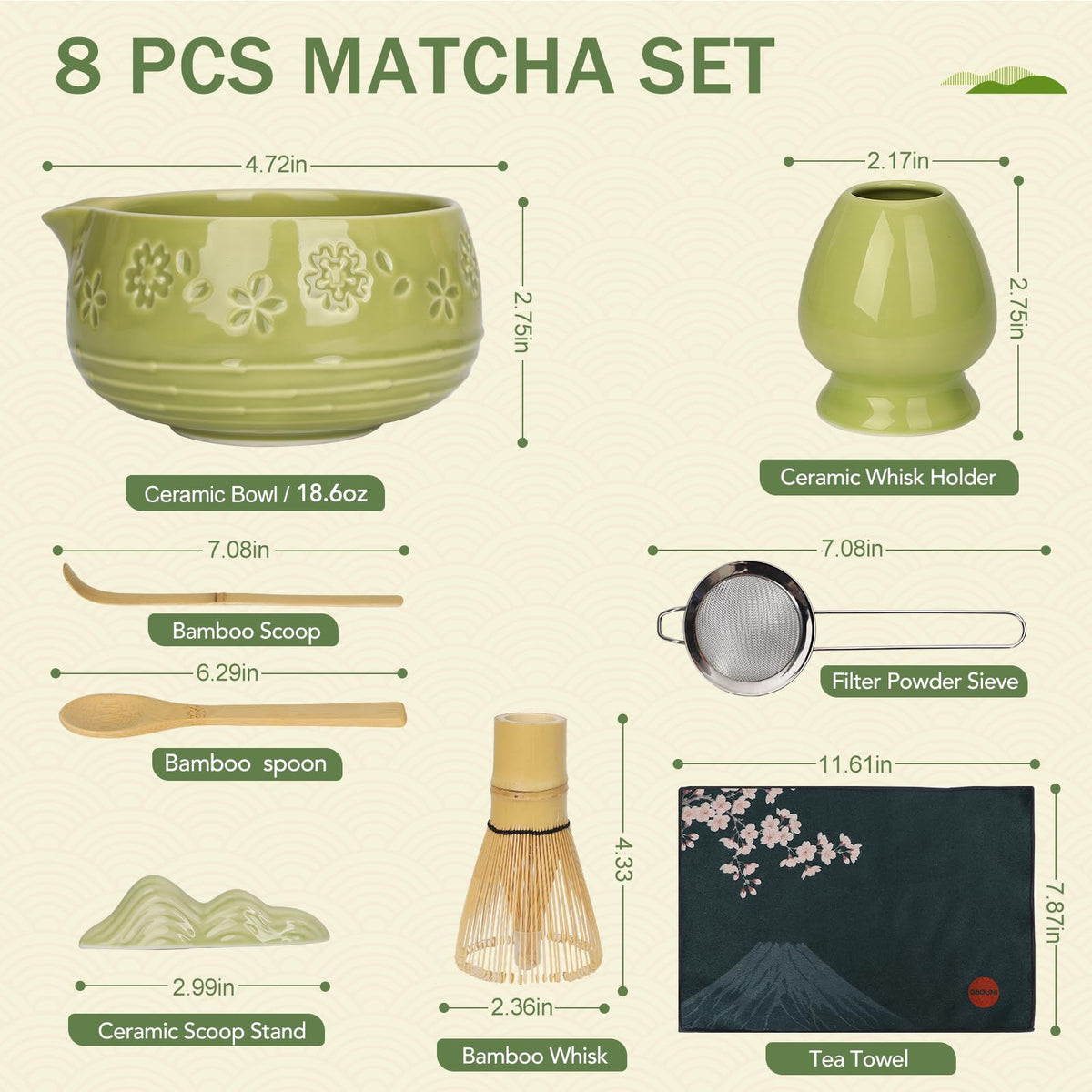 Giiouni ceramic chasen holder protects whisk shape and longevity