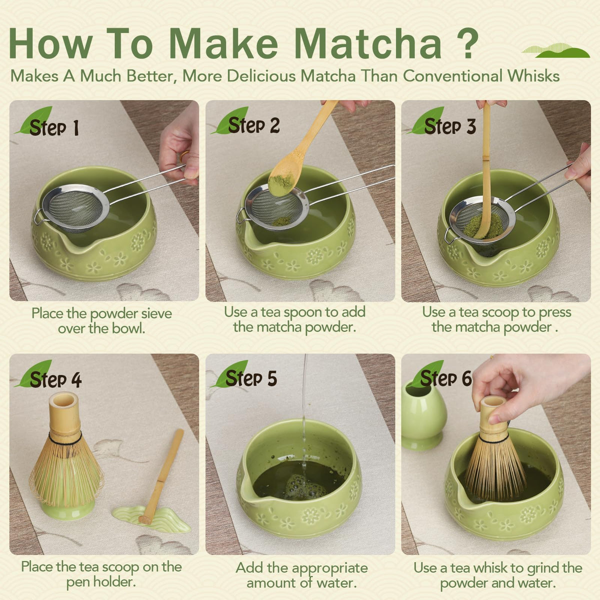 Giiouni stainless steel sifter delivers smooth matcha texture