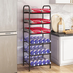 GILLAS 6-tier water bottle storage rack keeps bottles neatly upright for easy access.