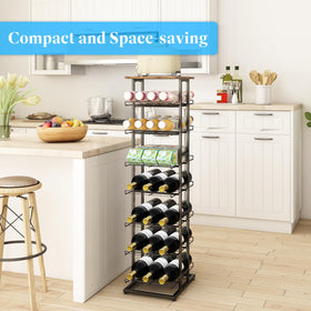 GILLAS wooden-top table design adds versatile prep and display space.