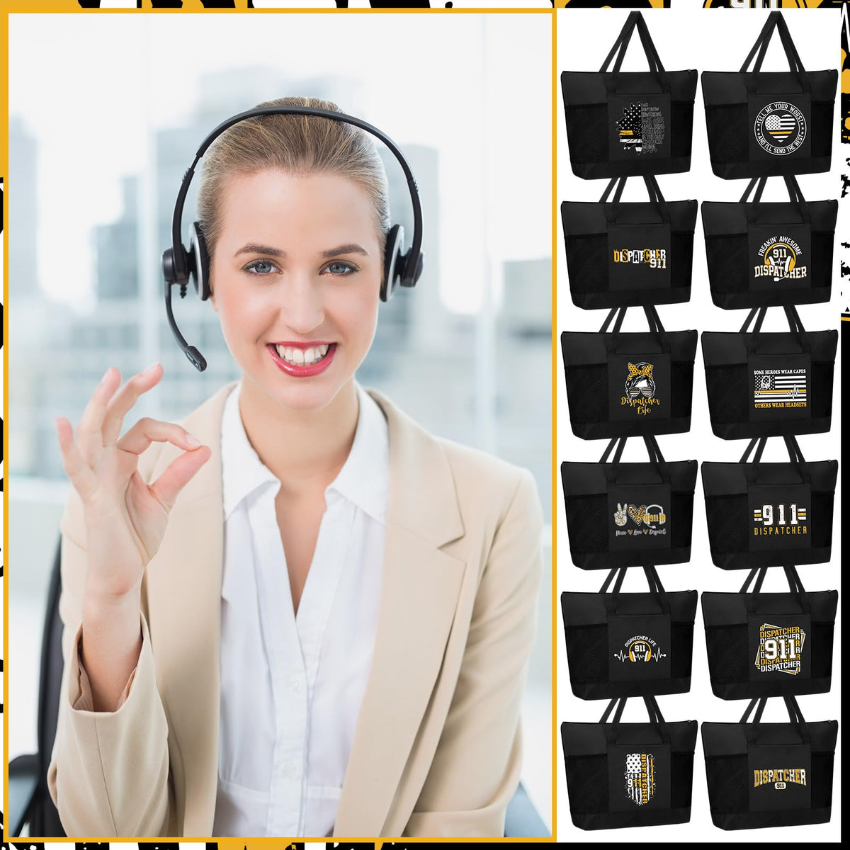 Gilprop 911 dispatch tote bag black color for daily use.