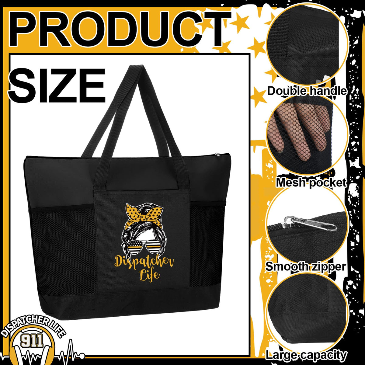 Gilprop 911 dispatch tote bag interior with mesh pocket for small items.