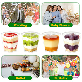 Ginkgo parfait cups used at parties for elegant, portable desserts