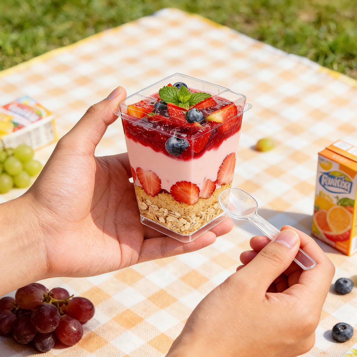 Ginkgo value pack includes cups, lids, and spoons for catering