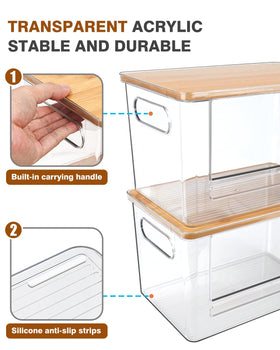 Bamboo top lid adds natural style and stackable design.