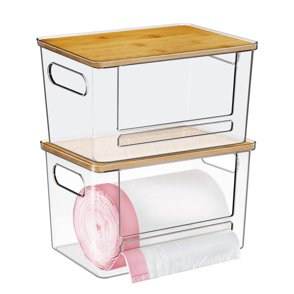 Ginnerella acrylic dispenser front view for easy bag access.