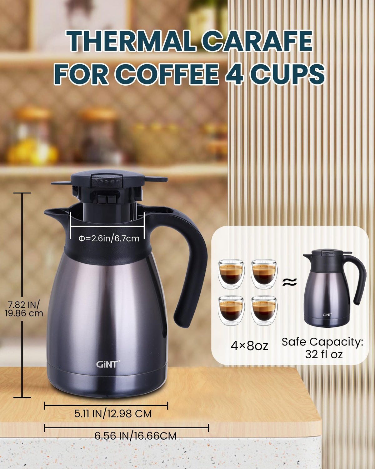 GiNT carafe wide opening enables easy cleaning and ice additions.
