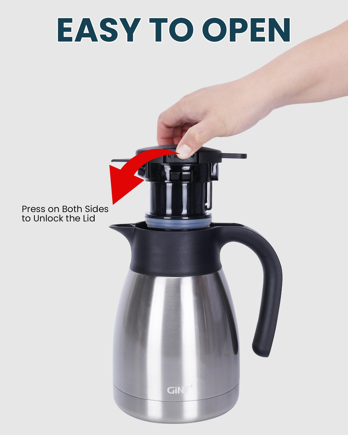 GiNT 34Oz carafe leak-proof lid prevents drips during serving.