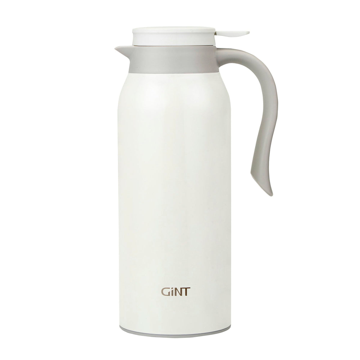 GiNT 51oz carafe front view in white shows robust, long-lasting heat retention for office or home use.