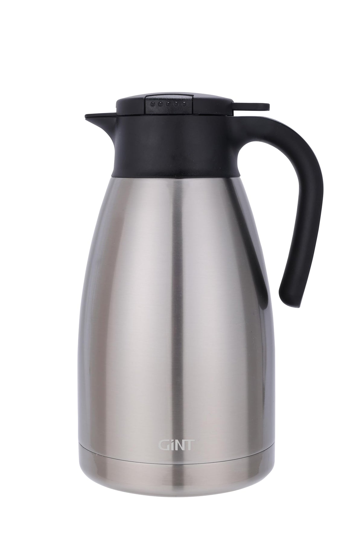 GiNT 74oz thermal carafe exterior shows durable stainless steel and polished finish for hot drinks.
