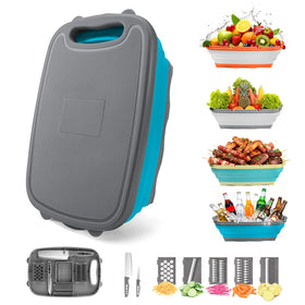 Gintan collapsible cutting board folded for compact campsite storage
