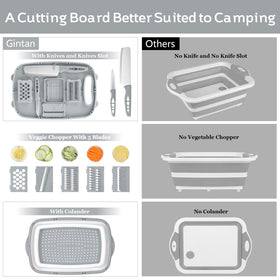 Gintan cutting board with removable partition for versatile slicing.